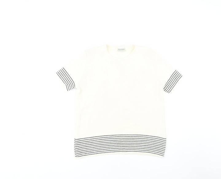 Eastex Women's White Striped Short Sleeve Jumper Size 10