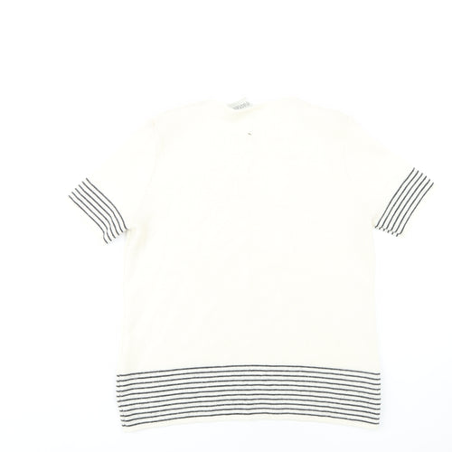 Eastex Women's White Striped Short Sleeve Jumper Size 10