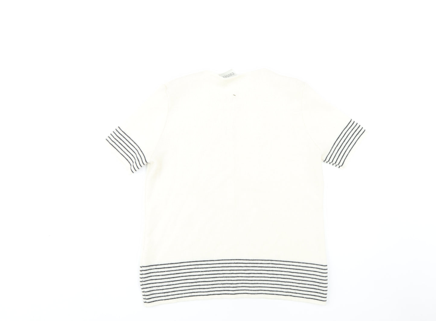 Eastex Women's White Striped Short Sleeve Jumper Size 10