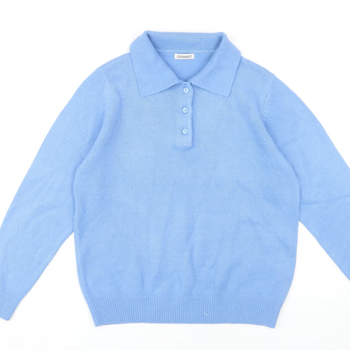Damart Women's Blue Collared Jumper M Long Sleeve