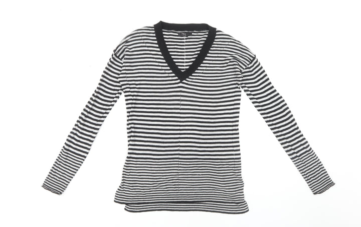 Next Women's Black V-Neck Striped Pullover Jumper Size 8