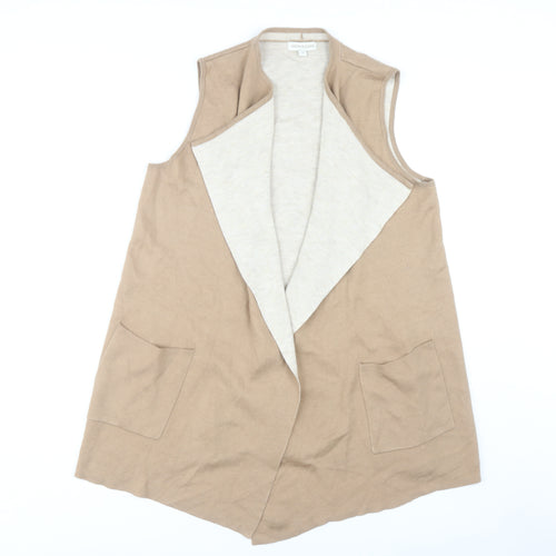 Monsoon Women's Beige Sleeveless Open Front Vest, Size M