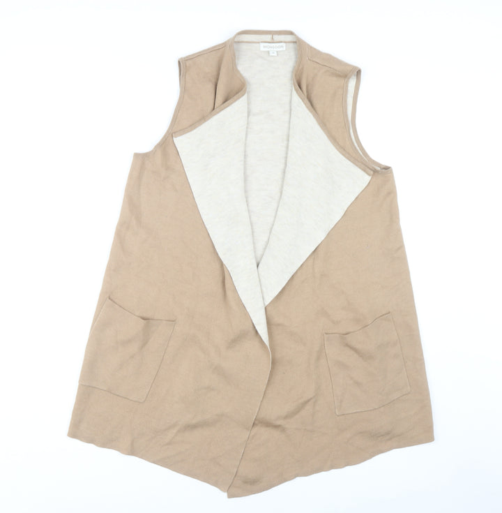 Monsoon Women's Beige Sleeveless Open Front Vest, Size M