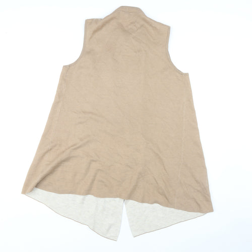 Monsoon Women's Beige Sleeveless Open Front Vest, Size M
