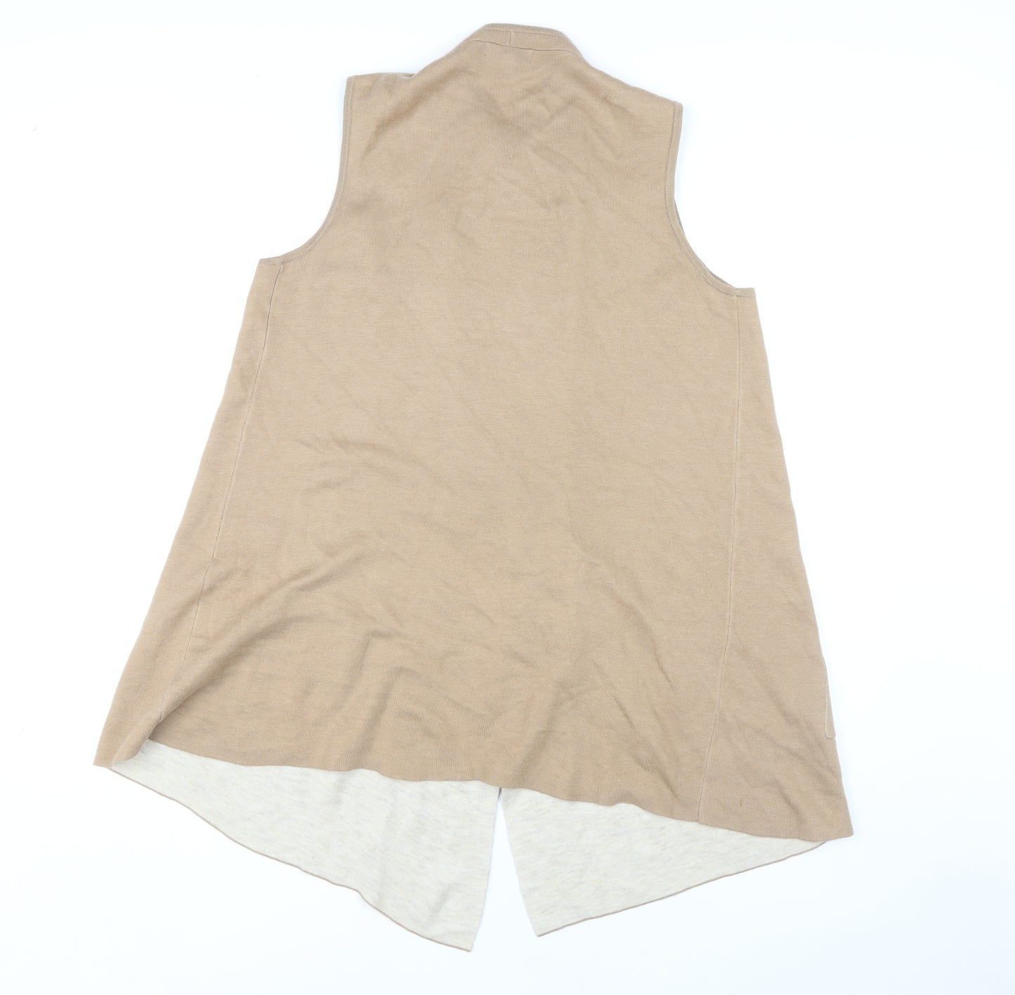 Monsoon Women's Beige Sleeveless Open Front Vest, Size M