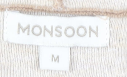 Monsoon Women's Beige Sleeveless Open Front Vest, Size M