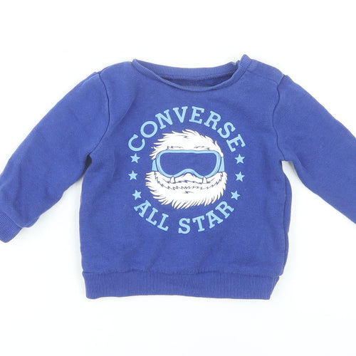 Converse Unisex Blue Pullover T-Shirt, 18-24 Months, Logo Print