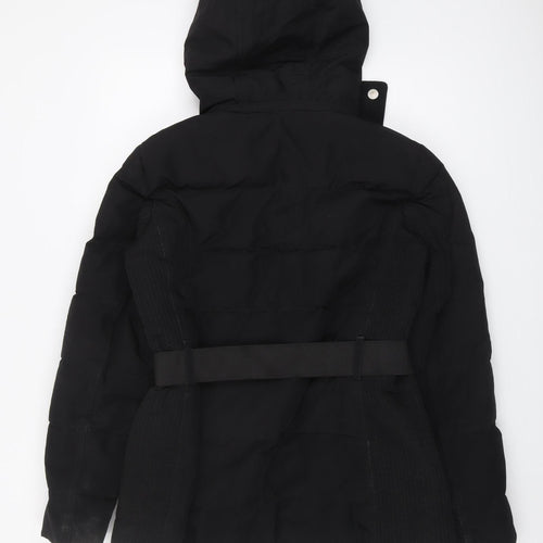 Mango Women's Black Puffer Jacket Size 14 Winter Hooded