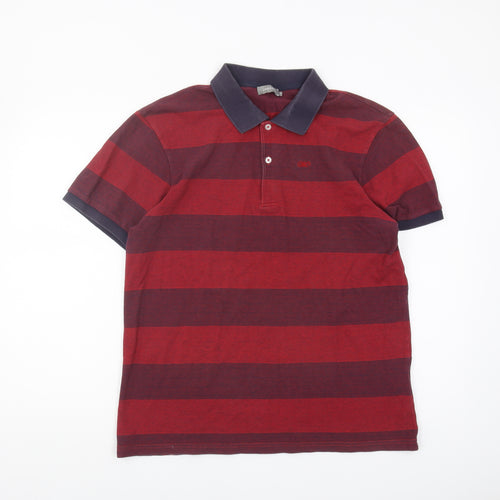 Jaeger Men's Red Striped Polo Shirt, Medium