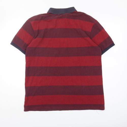 Jaeger Men's Red Striped Polo Shirt, Medium