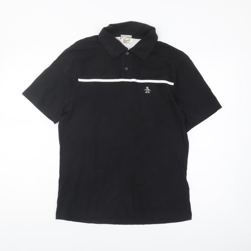 Penguin Men's Black Slim Fit Polo, M, Short Sleeve