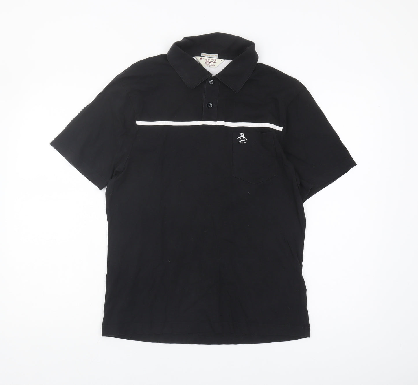 Penguin Men's Black Slim Fit Polo, M, Short Sleeve