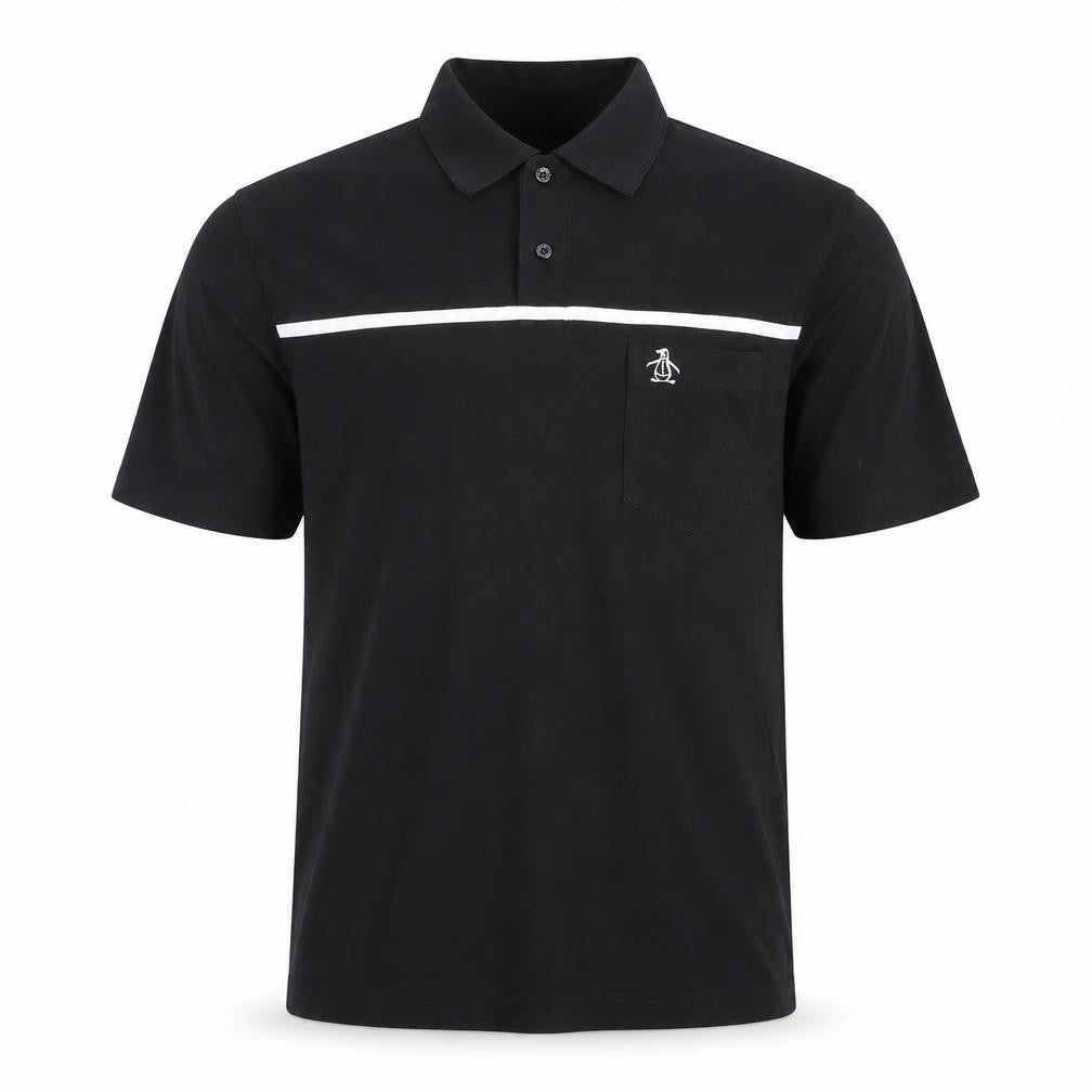 Front view of Original Penguin Men's Black Slim Fit Polo, M, Short Sleeve