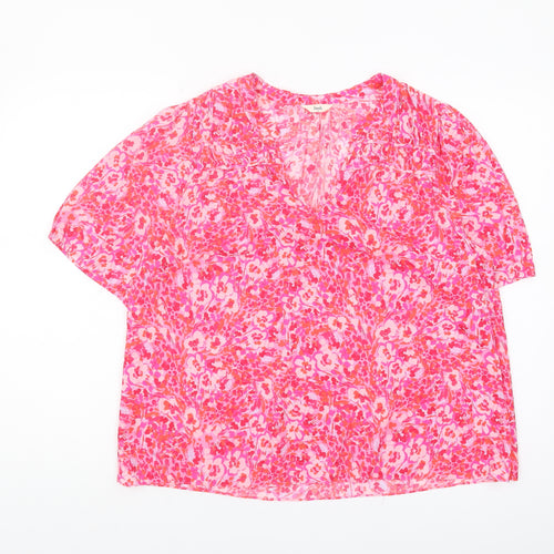 Hush Women's Pink Floral Blouse Size 16 V-Neck
