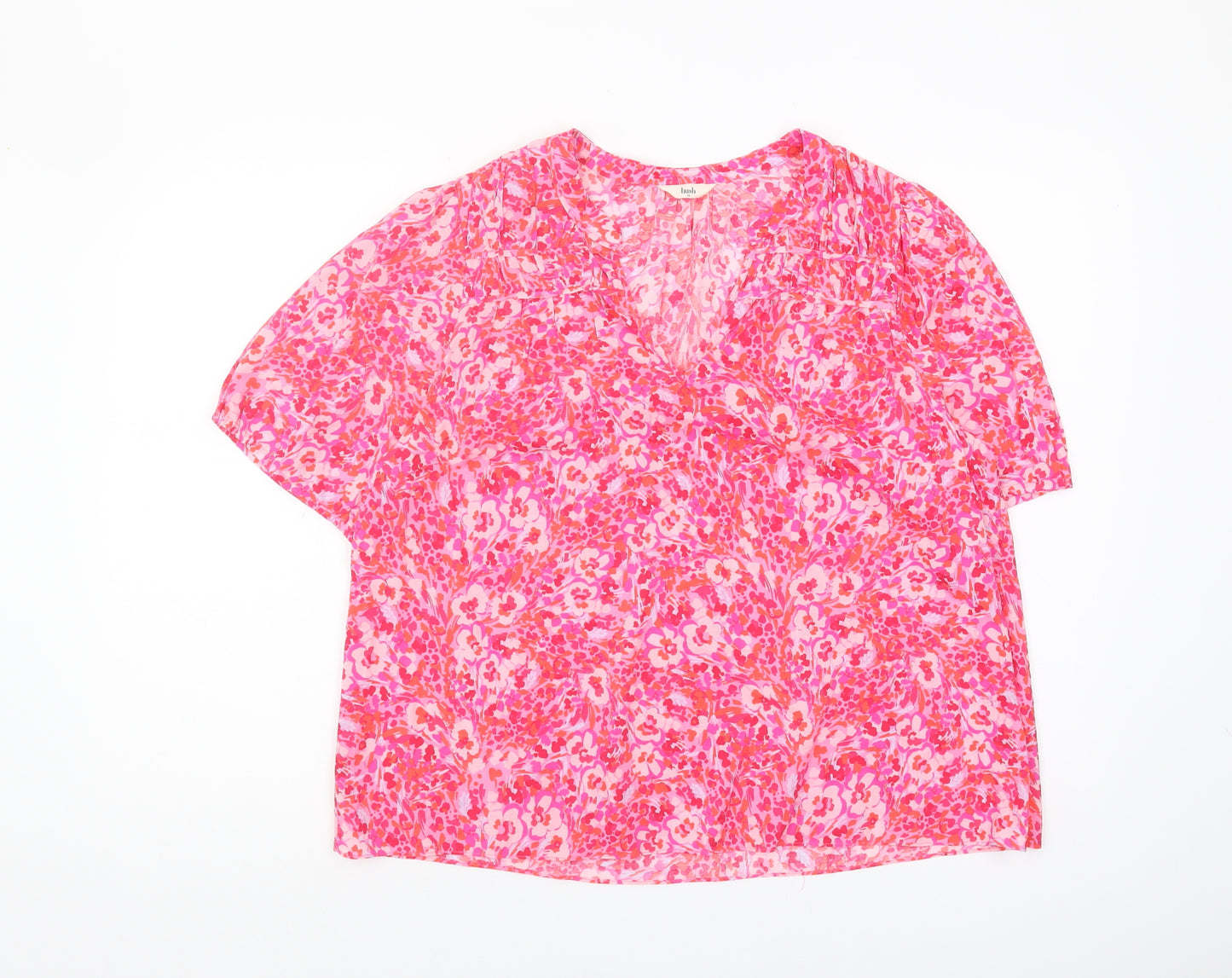 Hush Women's Pink Floral Blouse Size 16 V-Neck