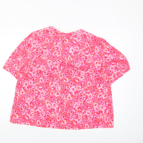 Hush Women's Pink Floral Blouse Size 16 V-Neck