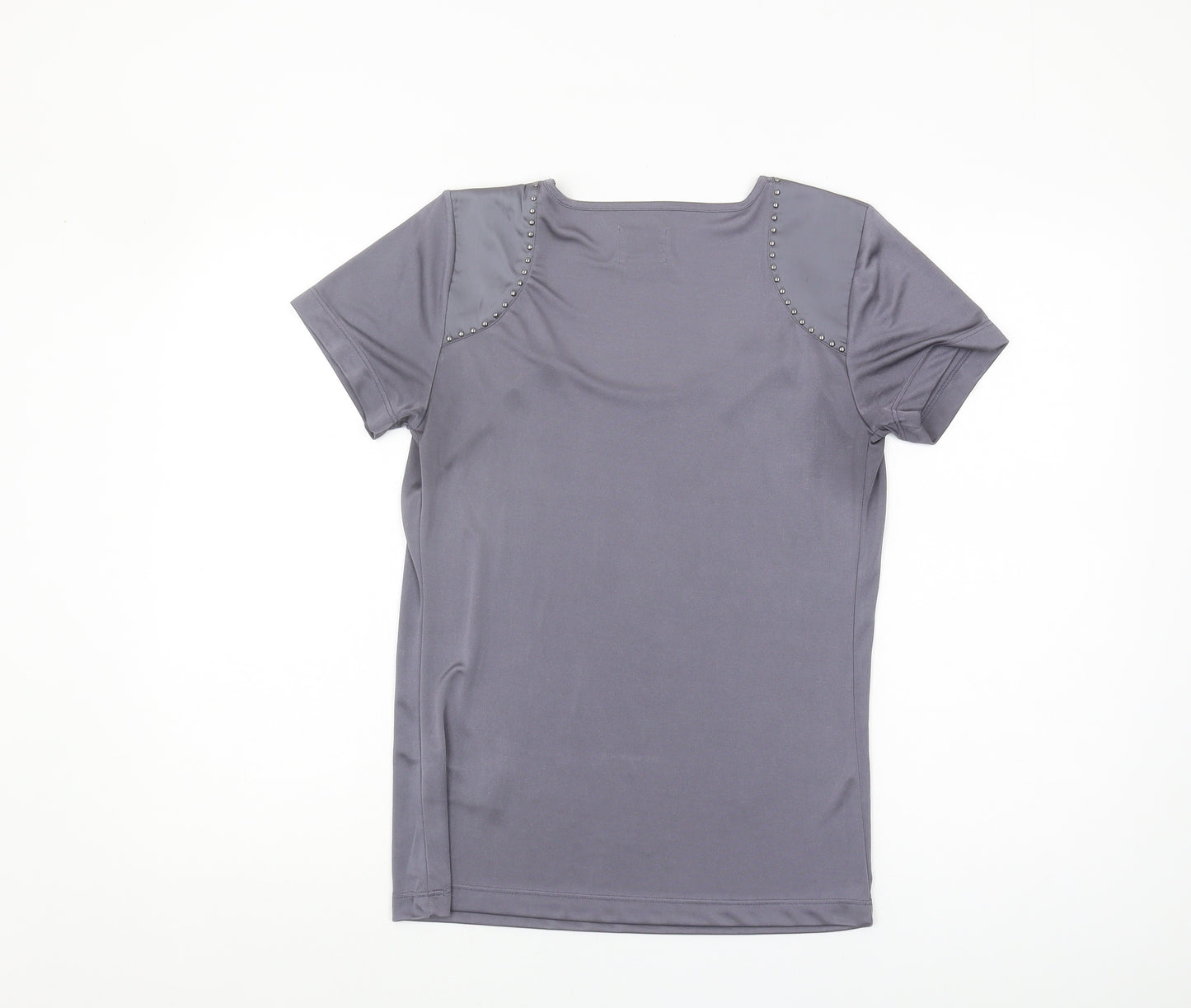 Reiss Women's Grey Studded Scoop Neck T-Shirt - Size S