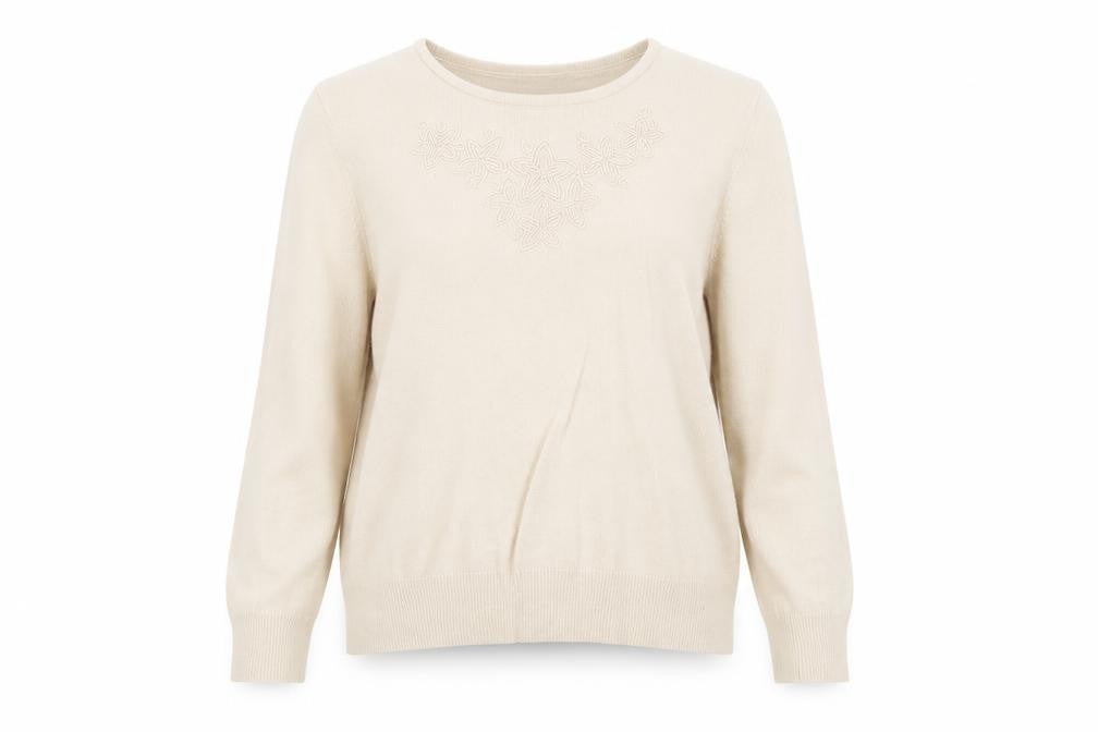 Front view of Eastex Women's Beige jumper, size 12/14