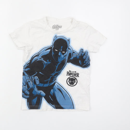 Nutmeg Boys White Black Panther Superhero T-Shirt 6-7Y