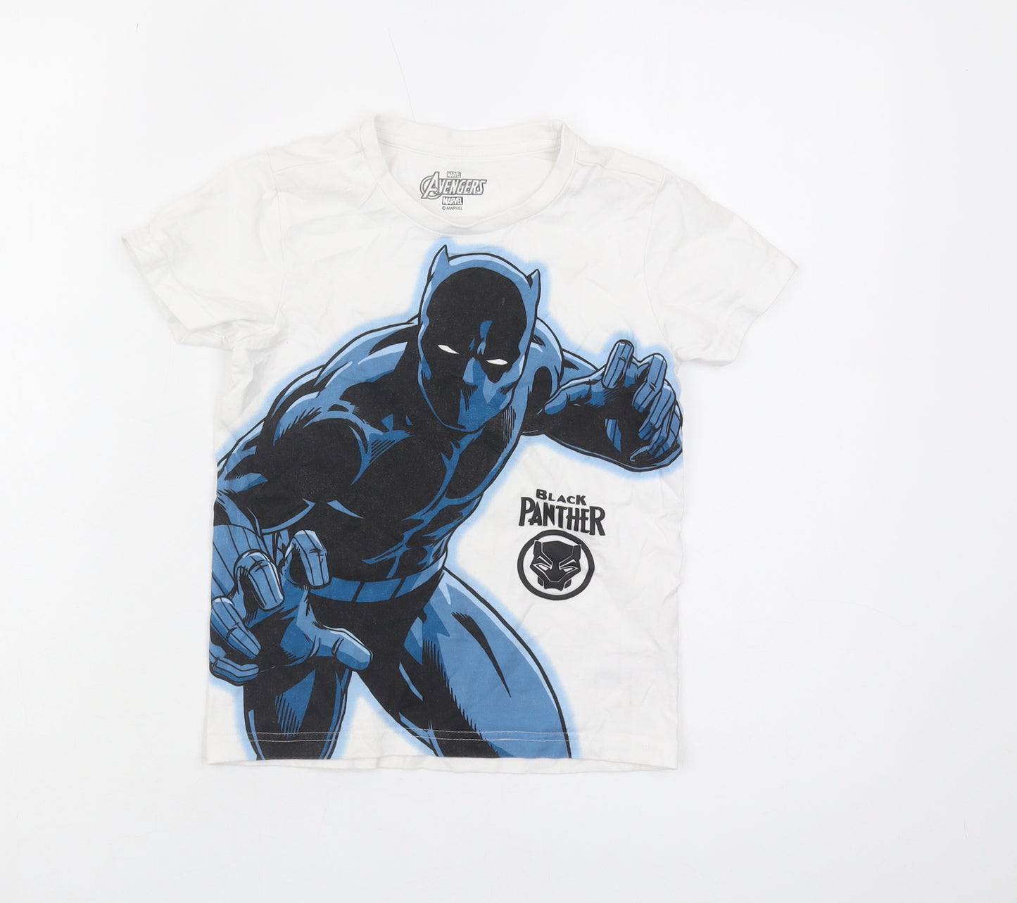 Nutmeg Boys White Black Panther Superhero T-Shirt 6-7Y