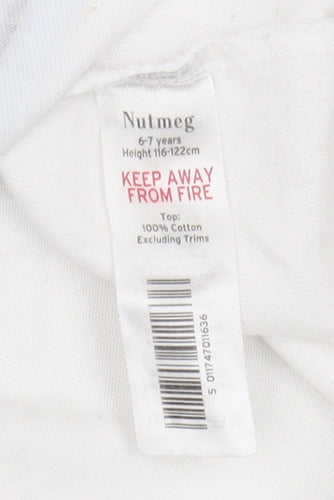 Nutmeg Boys White Black Panther Superhero T-Shirt 6-7Y