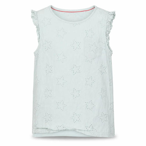 Boden Girls Blue Sleeveless Blouse - 11-12 Years, Ruffle Accent