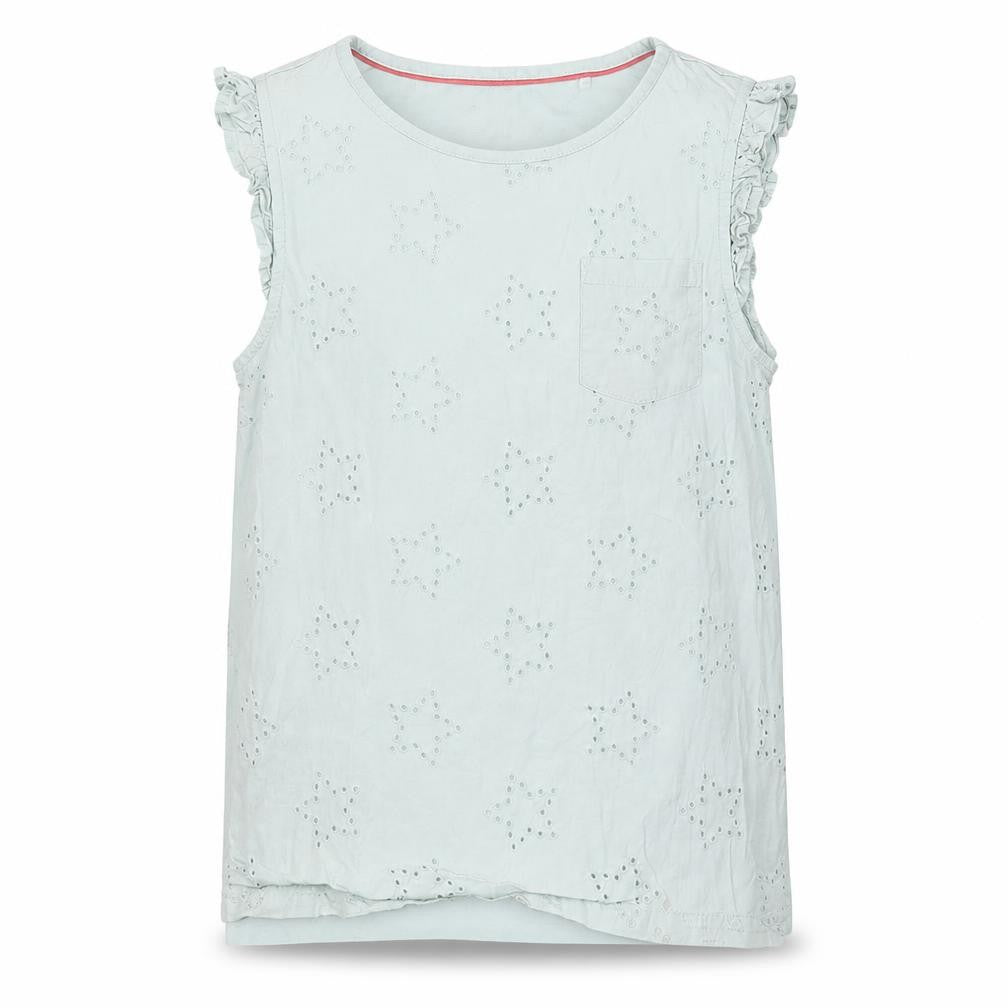 Boden Girls Blue Sleeveless Blouse - 11-12 Years, Ruffle Accent