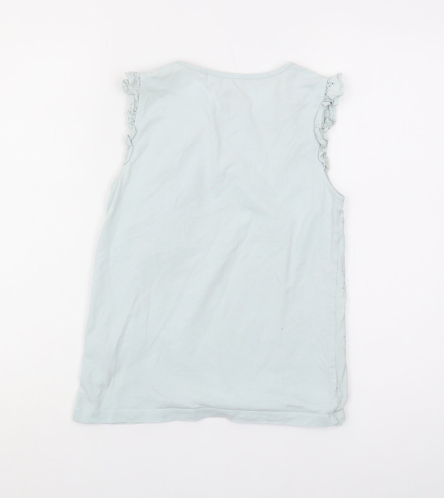 Boden Girls Blue Sleeveless Blouse - 11-12 Years, Ruffle Accent