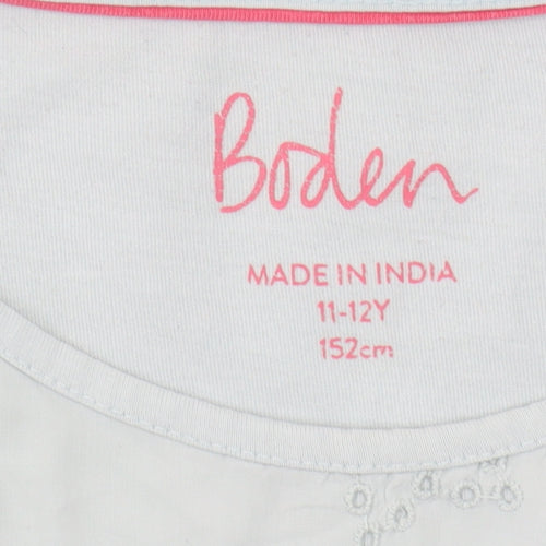 Boden Girls Blue Sleeveless Blouse - 11-12 Years, Ruffle Accent
