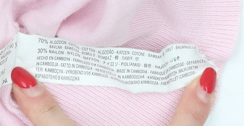 Zara Women's Pink V-Neck Cardigan XL Knitwear