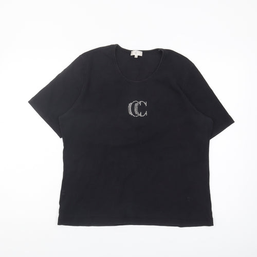 Women's Black XL Round Neck T-Shirt