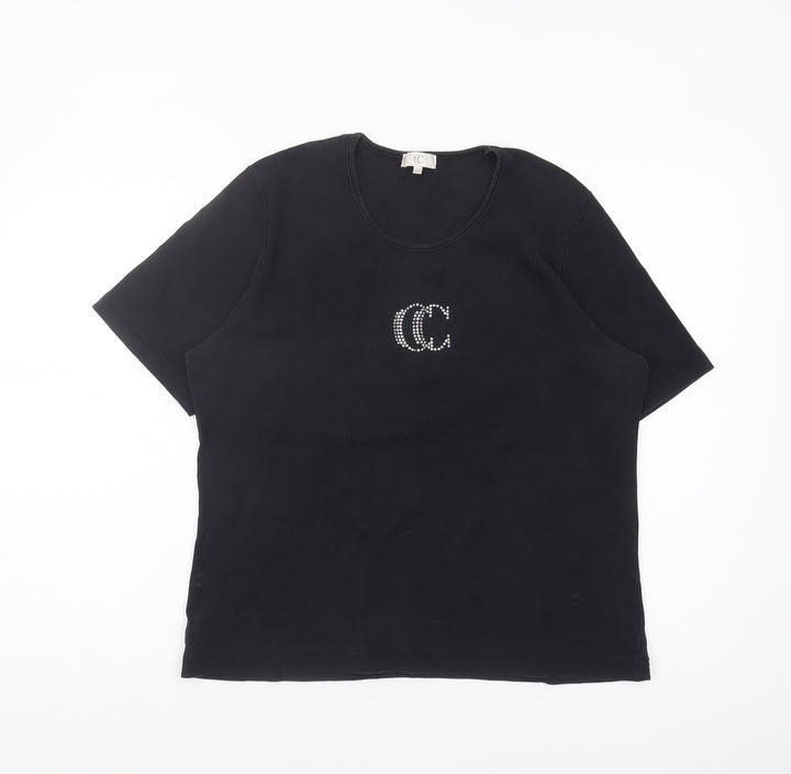 Women's Black XL Round Neck T-Shirt