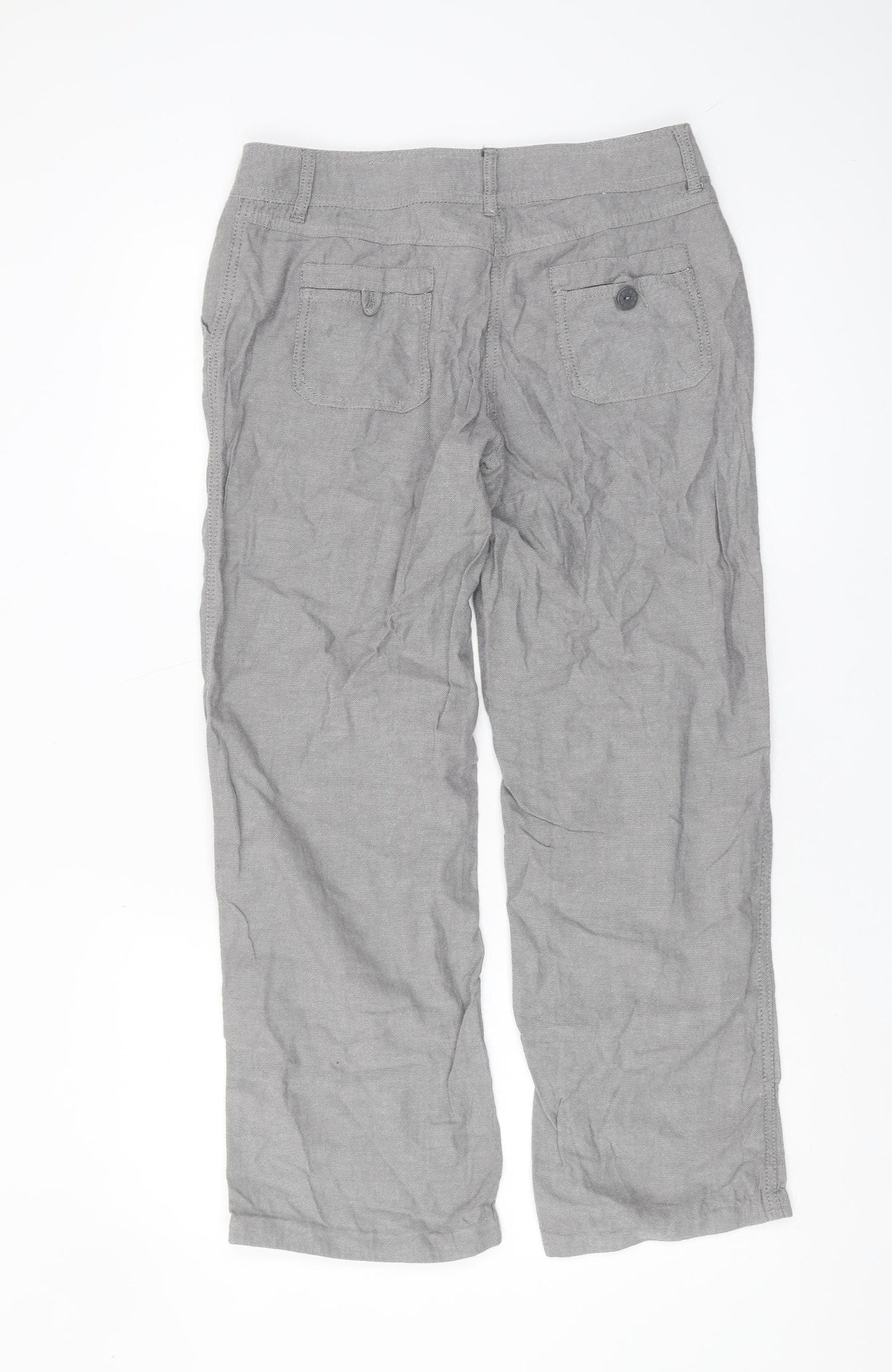 Mantaray Women’s Grey Straight Cotton Trousers Size 10