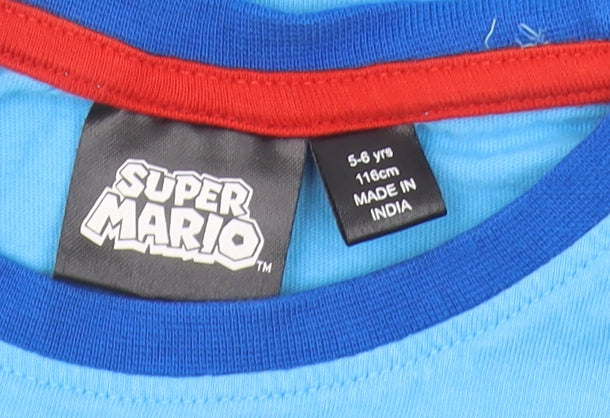 Super Mario Boys Blue T-Shirt, 5-6 Years, Graphic Print