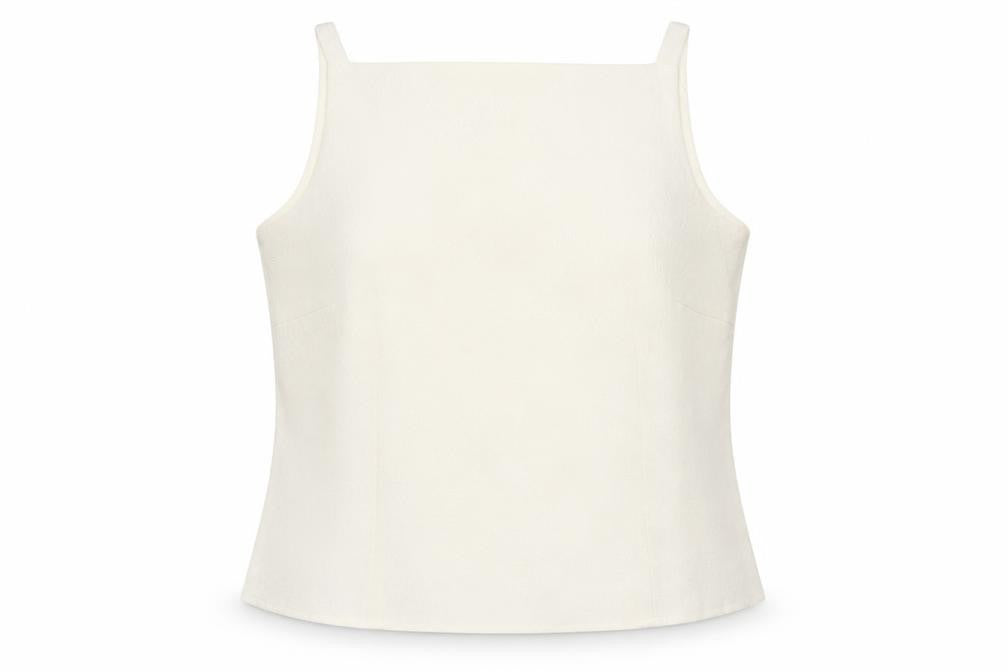 Front view of Planet Women's Ivory Sleeveless Blouse, size 14