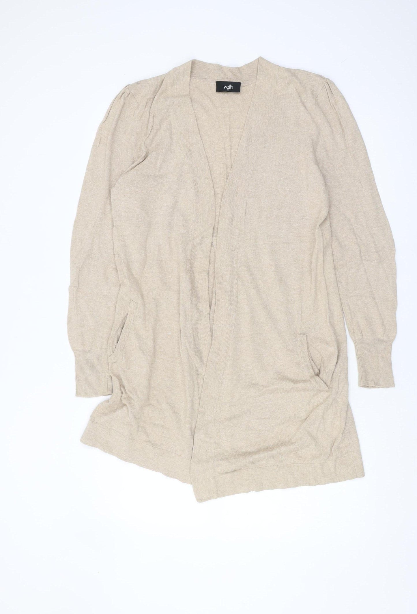 Wallis Women's Beige Open Front Cardigan, M, Long Sleeve