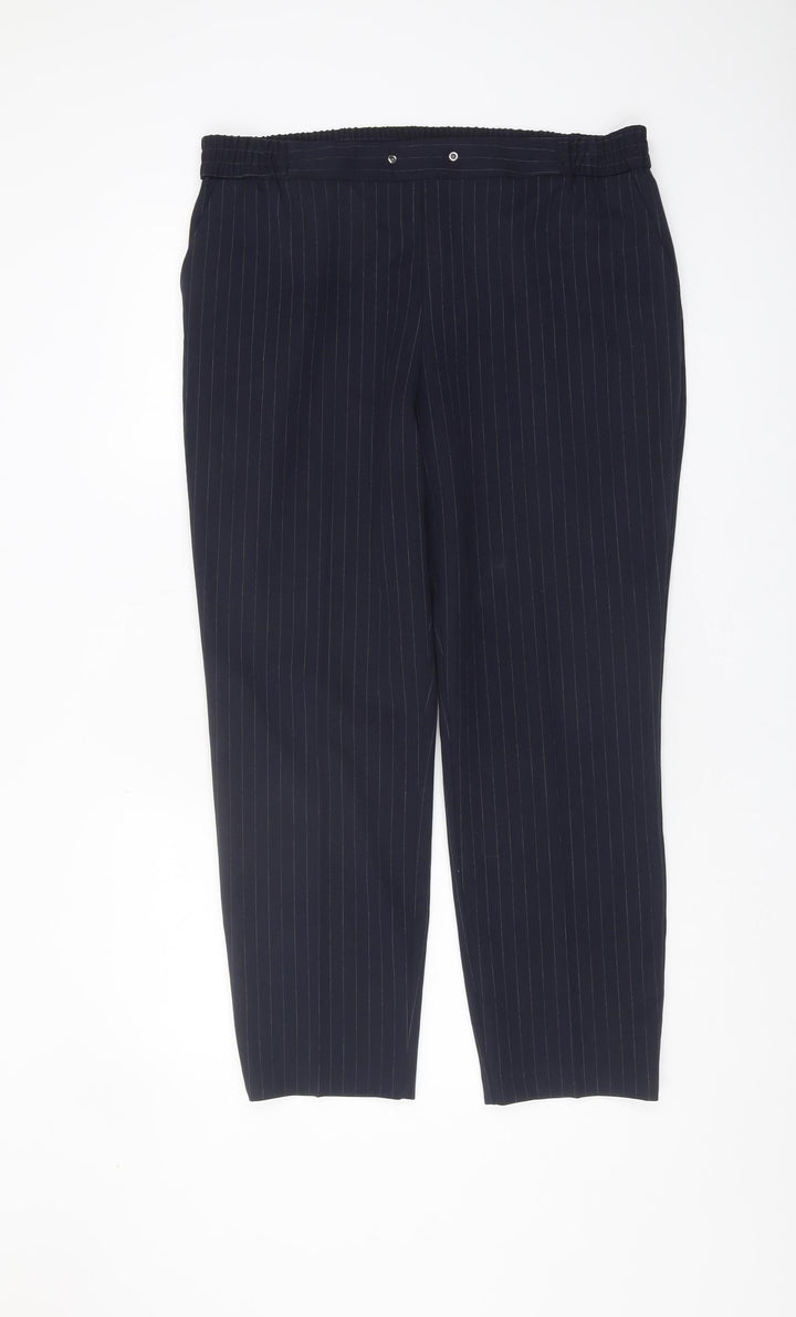 M&Co Women’s Navy Striped Trousers Size 14