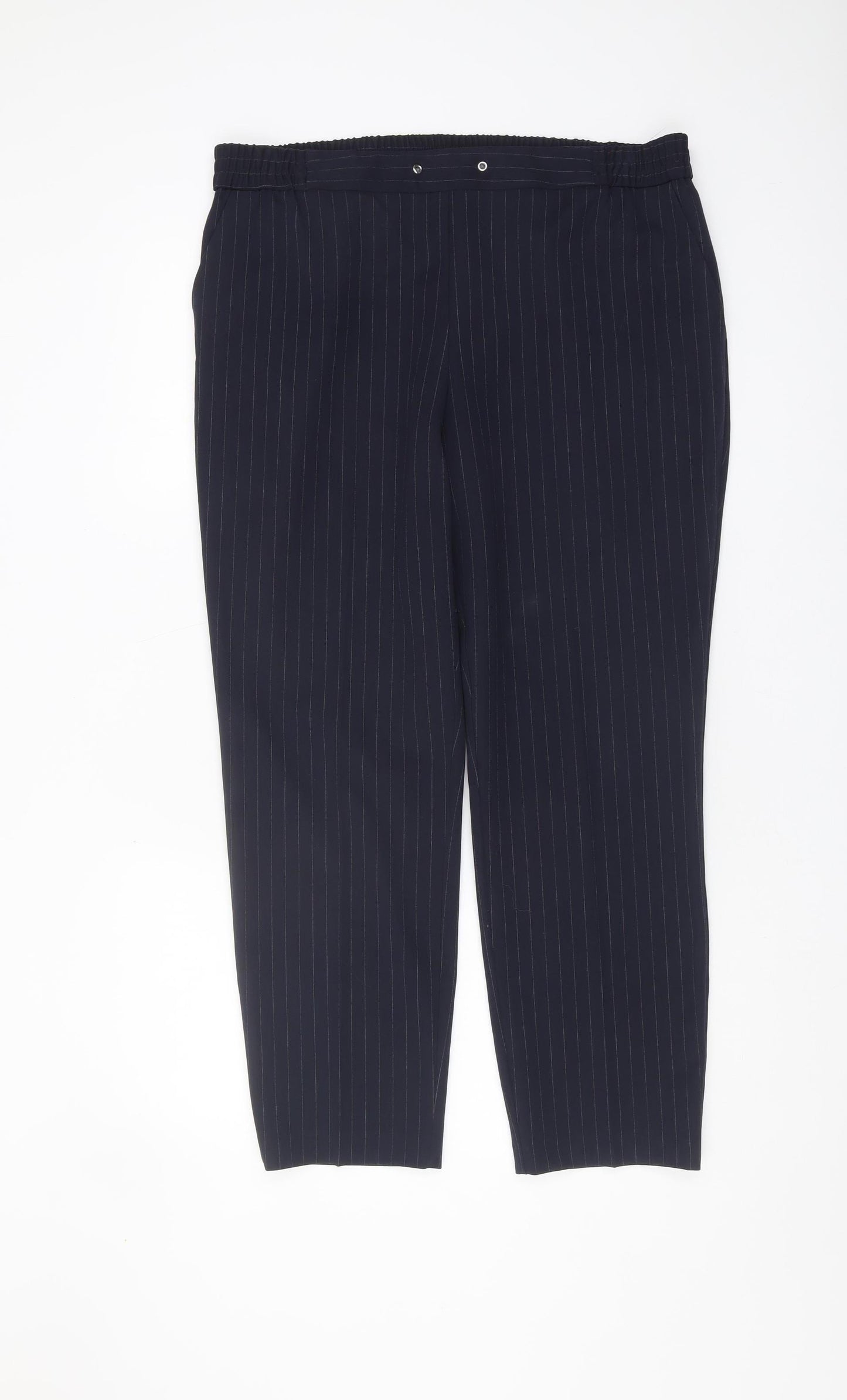 M&Co Women’s Navy Striped Trousers Size 14