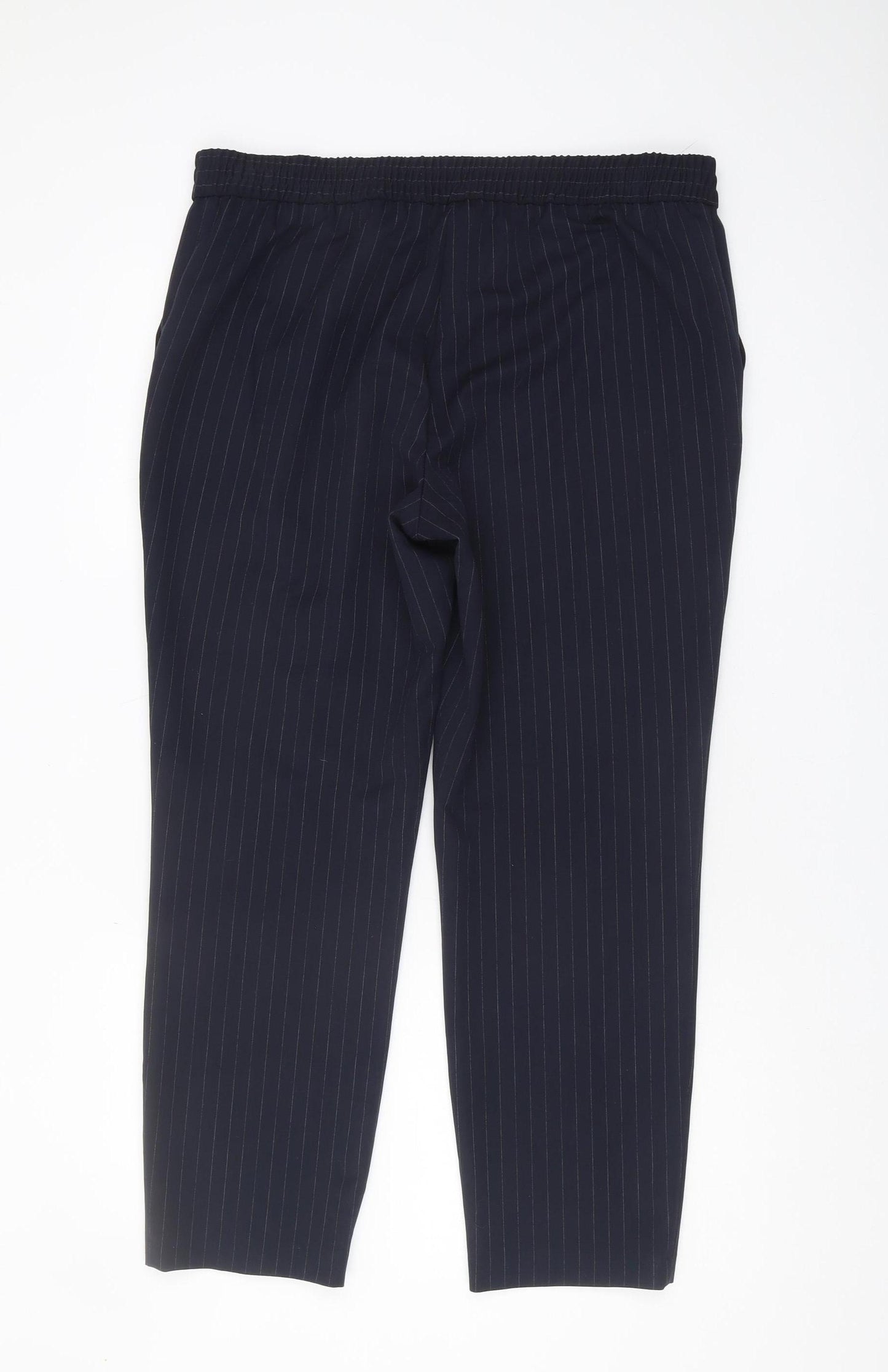 M&Co Women’s Navy Striped Trousers Size 14