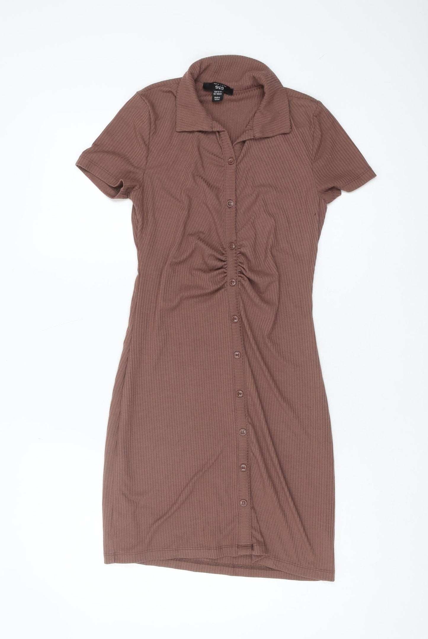 New Look Girls Brown Collared Shirt Dress 12-13 Years