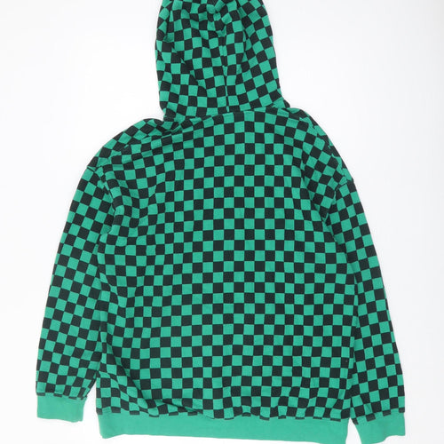 H&M Boys Green Check Pullover Hoodie Size 12-13 Years