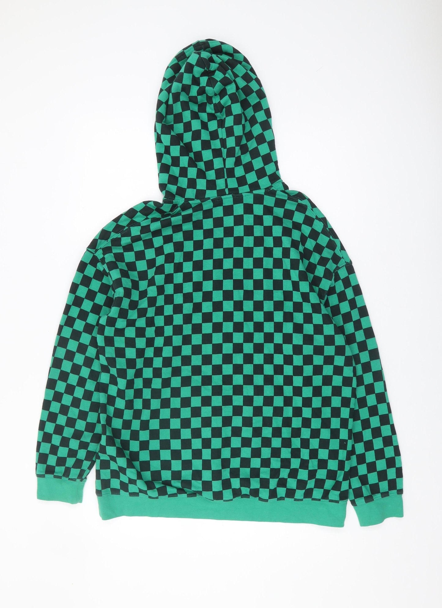 H&M Boys Green Check Pullover Hoodie Size 12-13 Years