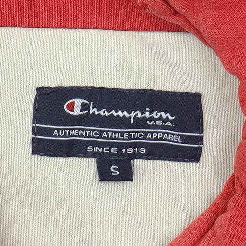 Champion Red Logo 1/4 Zip Sweatshirt, Unisex S