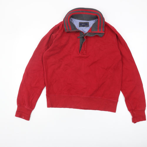 Gant Men's Red Pullover Sweatshirt, Size S, 1/4 Zip