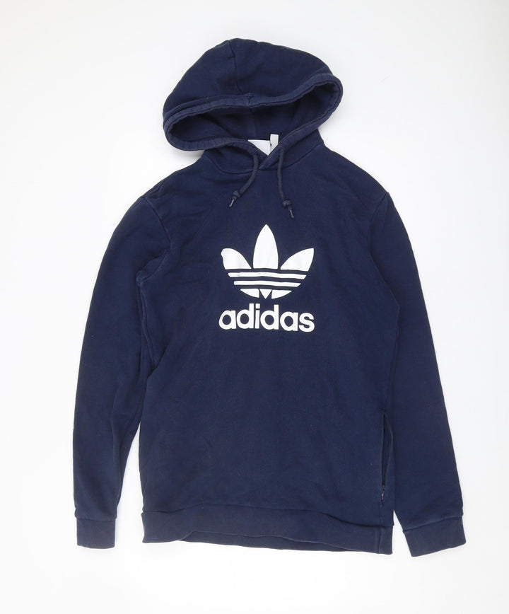 Adidas Men's Blue Logo Hoodie, Medium, Pullover