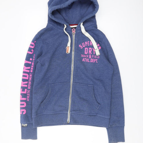 Superdry Women's Blue Logo Full Zip Hoodie L