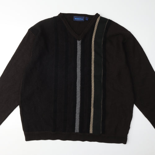 Mansize Men's Black 2XL V-Neck Knit Pullover