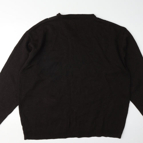 Mansize Men's Black 2XL V-Neck Knit Pullover