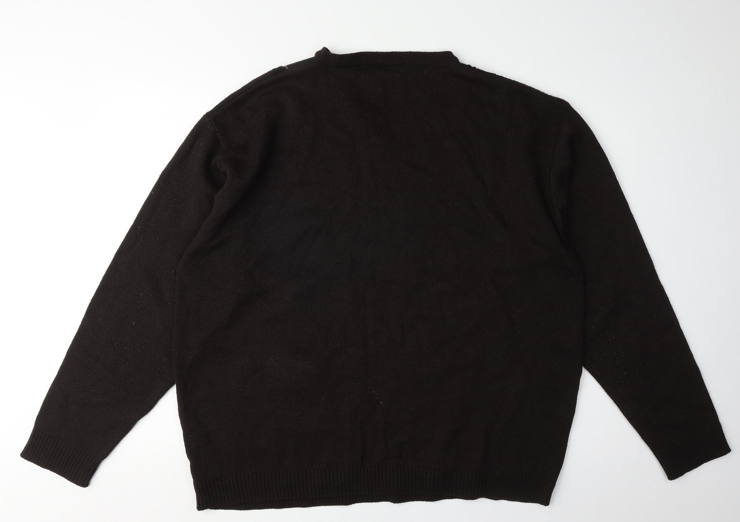 Mansize Men's Black 2XL V-Neck Knit Pullover