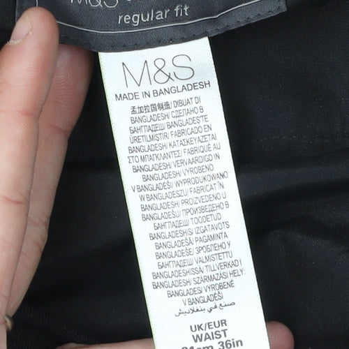 Marks and Spencer Men's Black Regular Trousers L